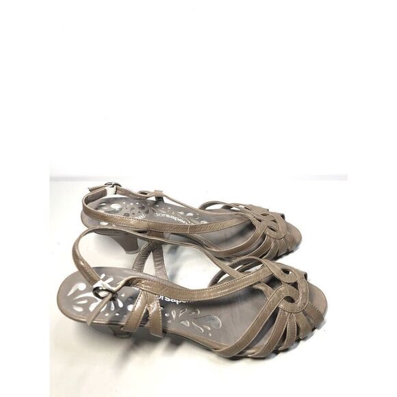 Salvador Sapena Brown Taupe Leather Peep Toe Strap Heels Women Sz 38EU/7.5US - Picture 3 of 11